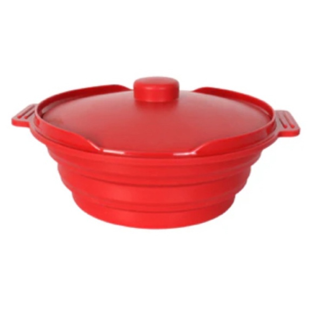 3 Piece Silicone Vegetable Steamer in Red